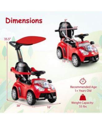 Baby 3-in-1 Sliding Walker w/ Adjustable Canopy Horn Music & Light