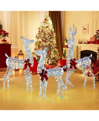 3-Piece Large Lighted Christmas Reindeer Family with LED Lights & Bows Buck