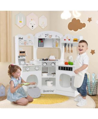 Corner Kitchen Playset with Coffee Machine Oven Microwave Washing Machine