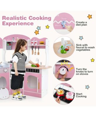 Corner Kitchen Playset with Coffee Machine Oven Microwave Washing Machine