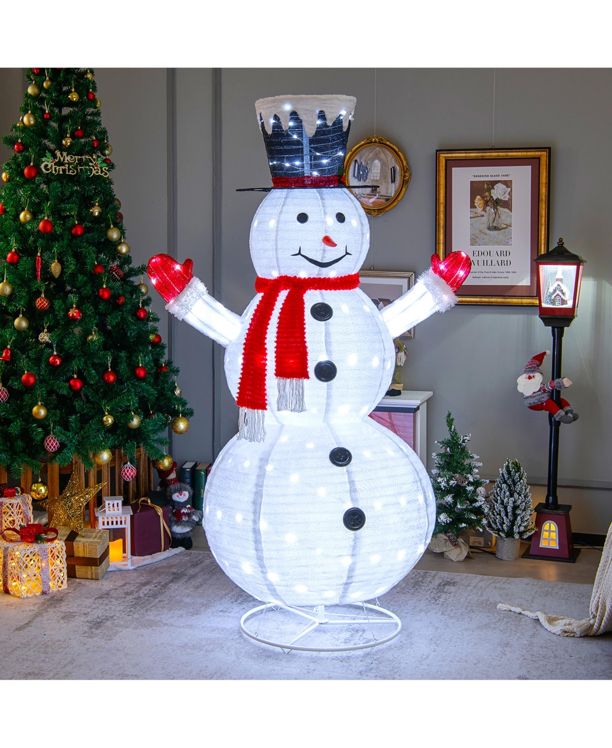 Costway 6 Ft Lighted Artificial Christmas Snowman Pre-Lit Pop-up Xmas Snowman