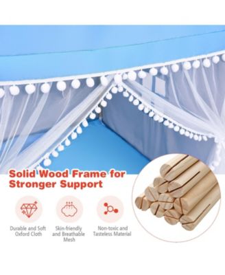 Kids Play Tent Large Playhouse Children Play Castle Fairy Tent Gift with Mat-Blue