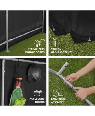 10x8ft Outdoor Fabric Storage Shed, Steel Frame, Dual Zipper Doors, Window