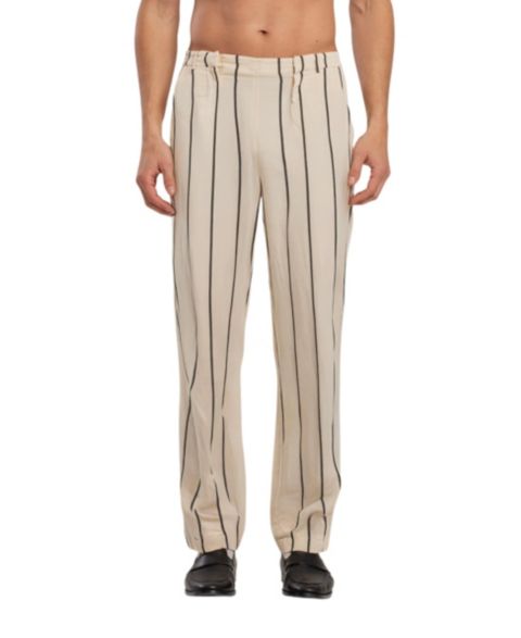 Женские брюки PCFG Striped Silk & Linen Blend Two-Zip, цвет: Бежевый