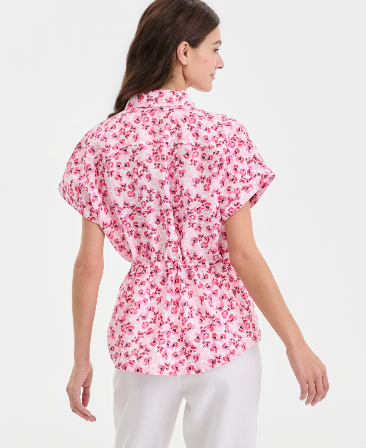 Charter Club Women's 100% Linen Drawstring-Waist Top, Macy's Exclusive