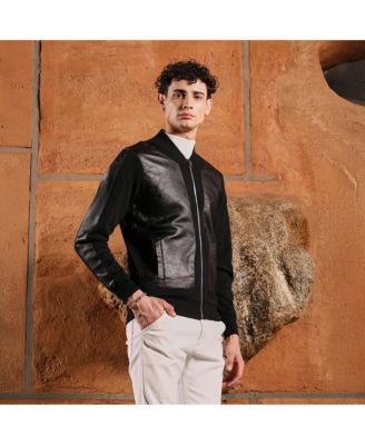 Men's Onyx Black Self-Block Bomber Jacket
