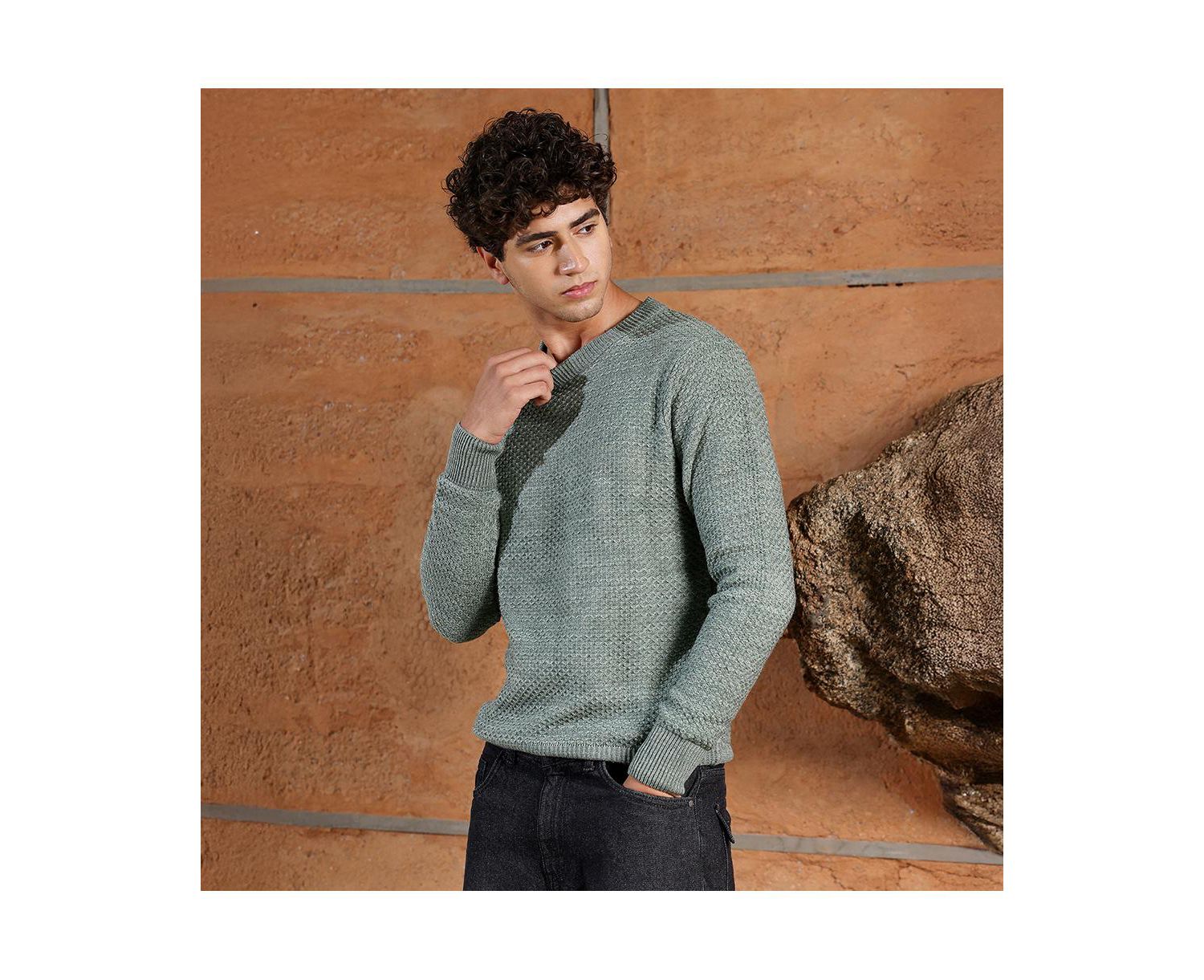 Men's Geo-Jacquard Knit Pullover Sweater