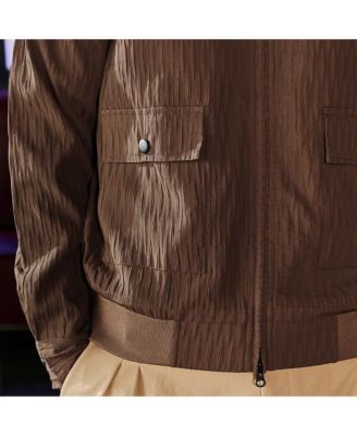 Men's Chocolate Brown Zip-Front Crease-Tactile Jacket