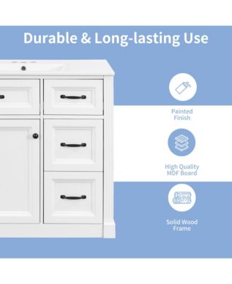 Bathroom Vanity with Sink 4 Drawers Soft Close Door and Adjustable Shelf