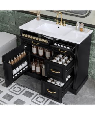 Bathroom Vanity with Sink 4 Drawers Soft Close Door and Adjustable Shelf