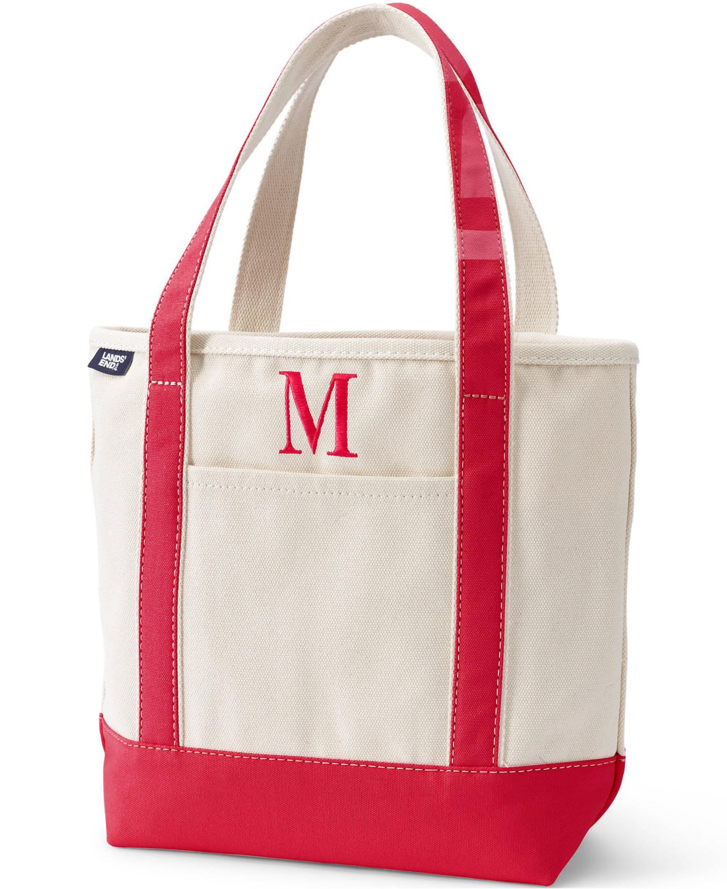Сумка Lands' End Pre-Monogrammed Letter M Canvas, цвет: Натуральный / Красный — фото 1