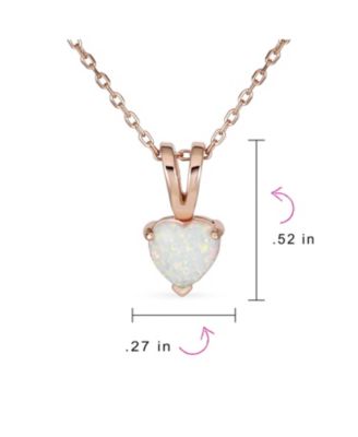 Danity Opulence 5CT Solitaire White Synthetic Opal Heart Shape Pendant Necklace Rose Gold Plated Sterling Silver