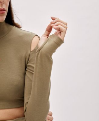 Women's Cotton Long Sleeve Crop Top