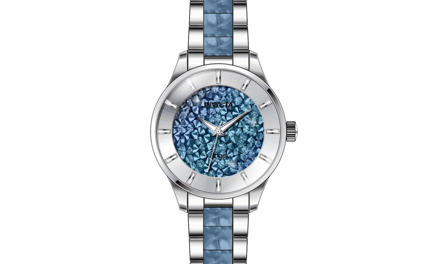 Женские часы Invicta 24665 Angel Quartz 3 Hand Light Blue Dial, цвет: Серебряный — фото 3