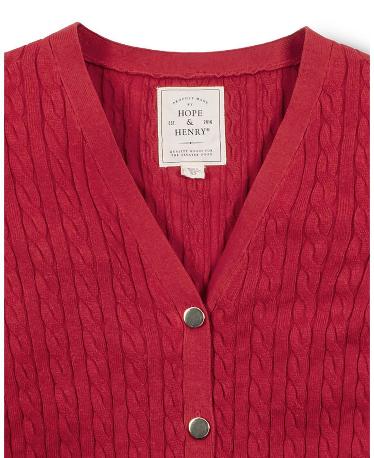 Hope & Henry Women's Organic Puff Sleeve Button Front Sweater