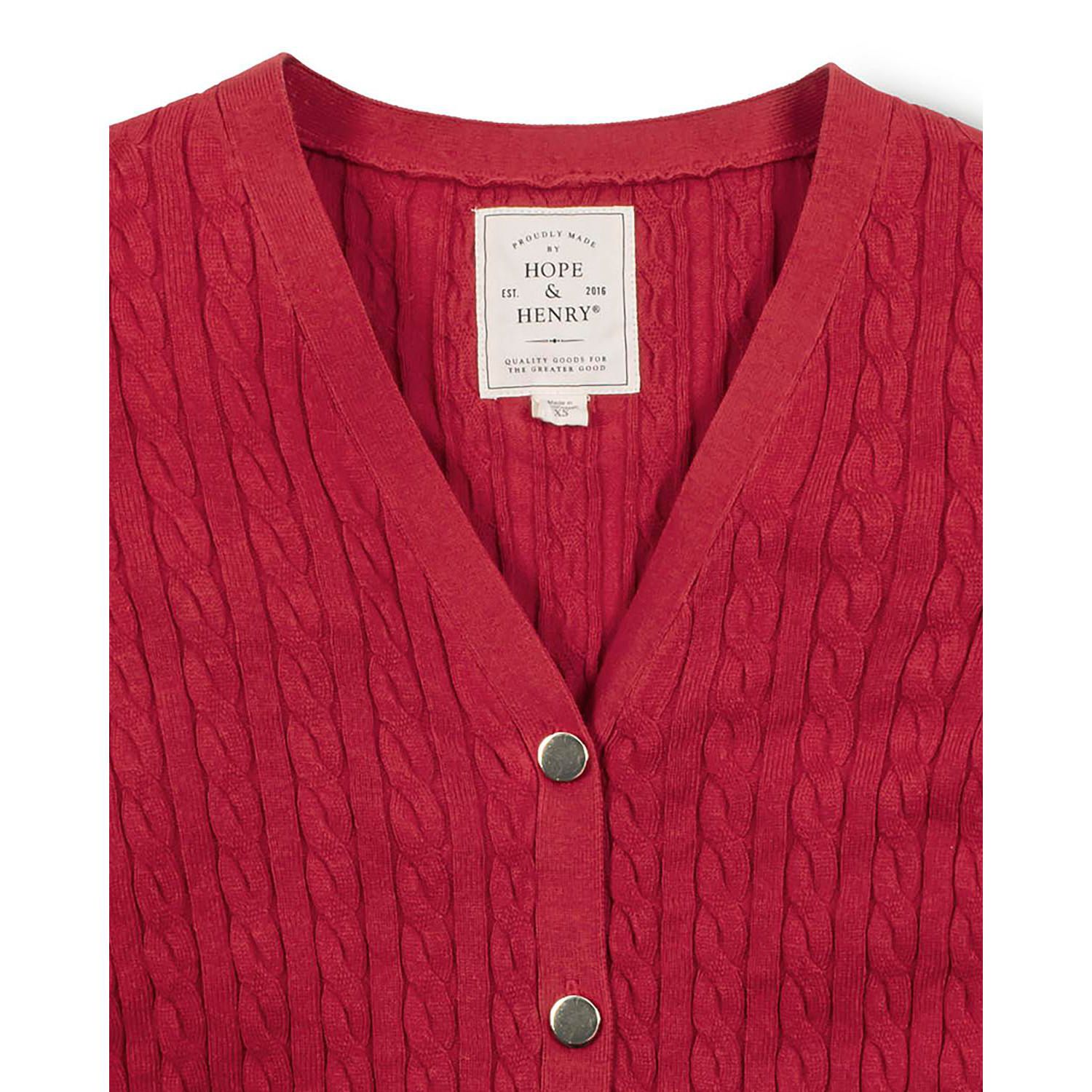 Women's Hope and Henry Organic Puff Sleeve Button Front Sweater