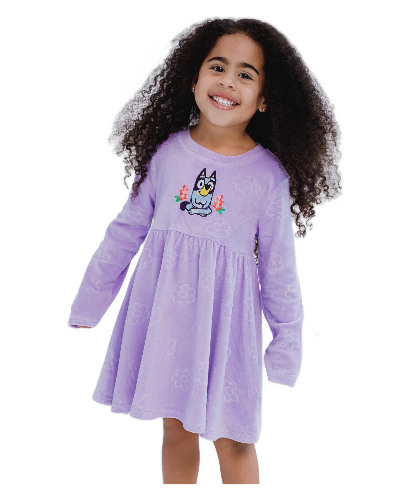 Платье Bluey Velour Skater Dress для девочек-малышей, цвет: Фиолетовый с принтом — фото 3