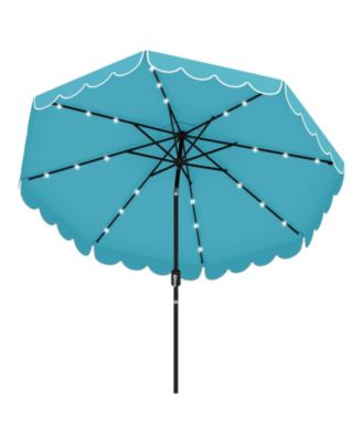 9.3 FT Solar Patio Umbrella Outdoor Market Sunshade with 24 LED Ruffles