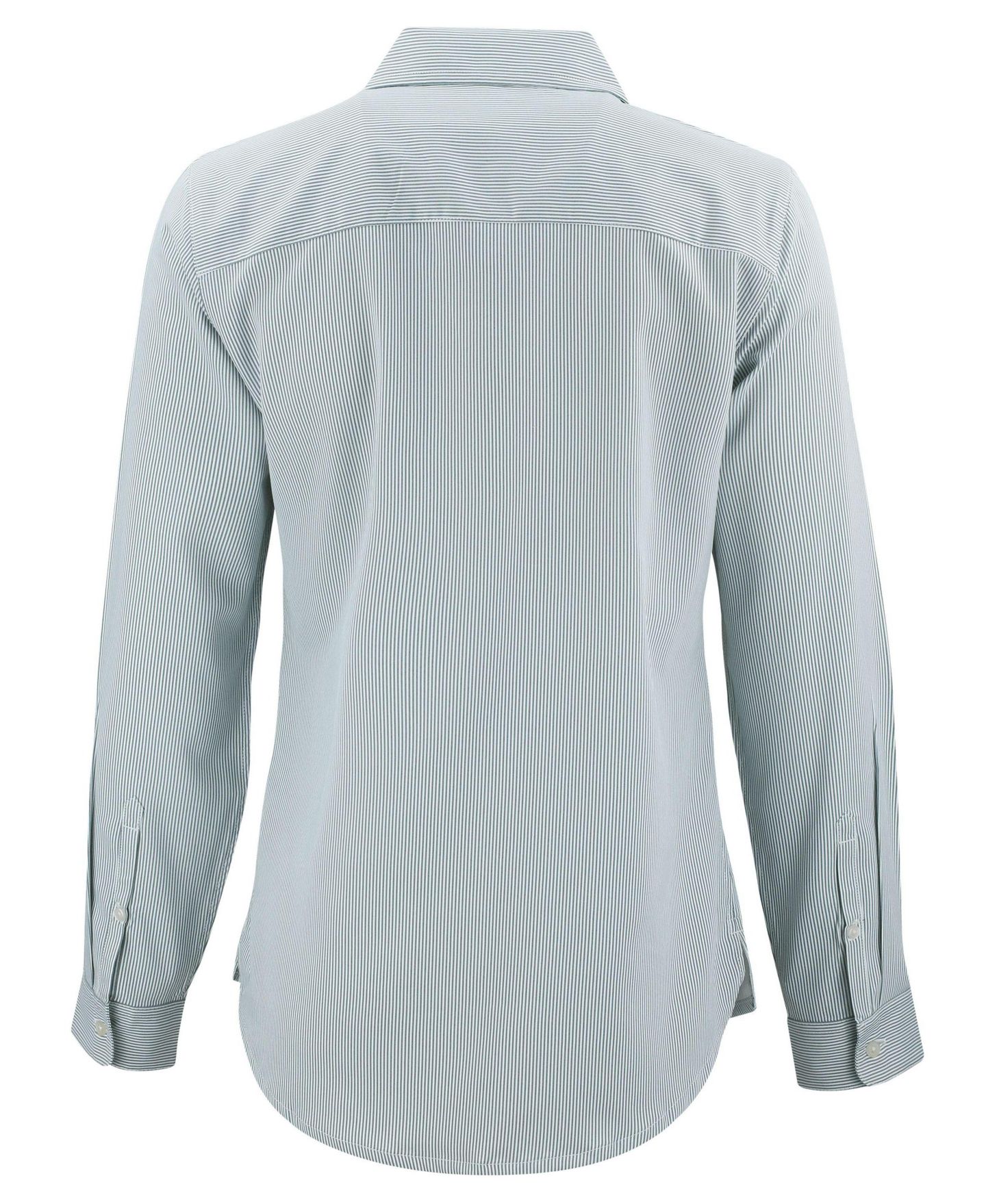 Женская рубашка Cutter & Buck Skyline Epic Confidence Pinstripe Long Sleeve Dress Shirt, цвет: Тёмно-зелёный / Белый — фото 3