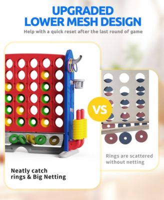 Giant 4-in-A Row Game Set for Kids and Adults with Basketball Hoop