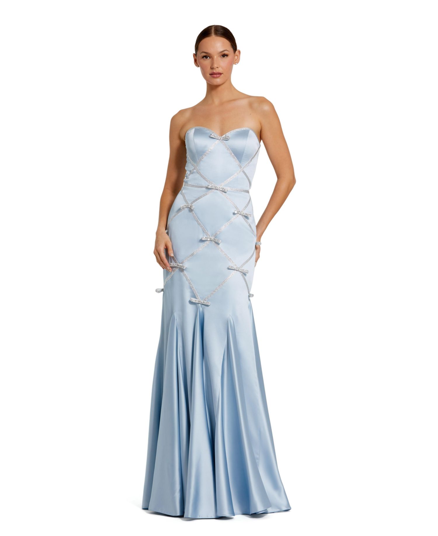 Women's Strapless Satin Mermaid Gown With Bow Details