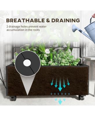 Outdoor Planter with Trellis and Wheels Wooden Raised Planter Box