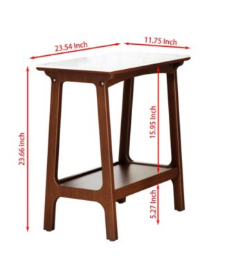 CASAINC Retro Narrow Slate Side Table with Storage Shelf