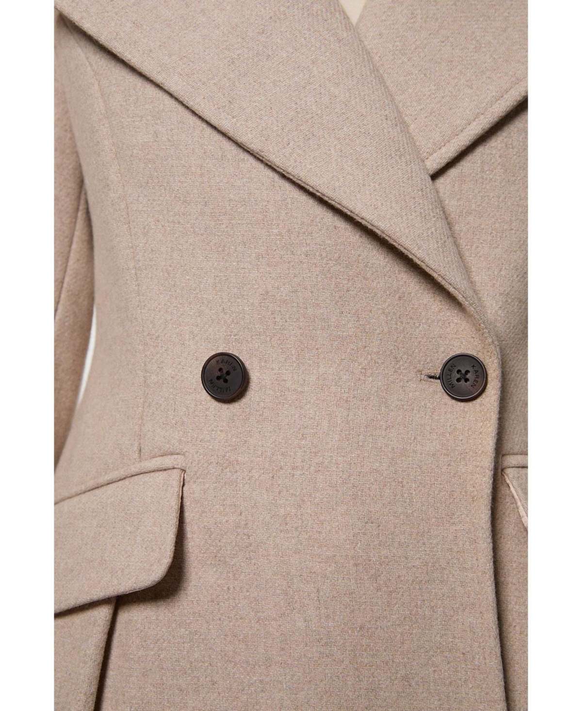 Karen Millen Women's Wool Tailored Flared Skirt Midi Coat