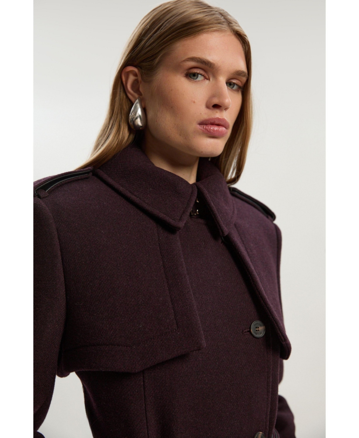 Karen Millen Women's Wool Trench Maxi Coat