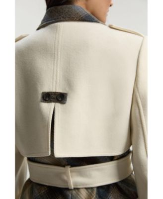 Women's Wool Check Trench Midi Coat