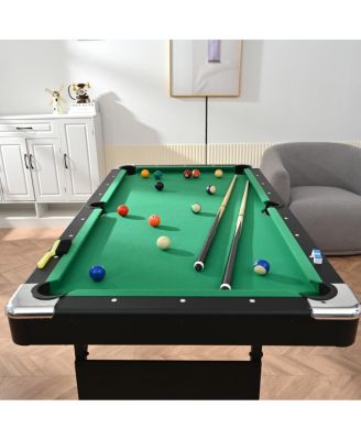 Foldable Pool Table with Cue Sticks & Accessories – Indoor MDF & Steel Billiard