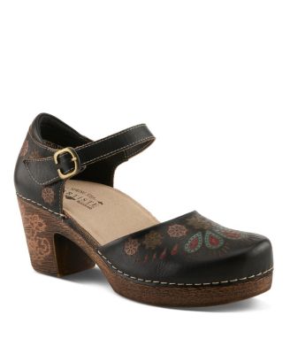 Women's Bridgitte Hand-Painted Mary Jane - Leather Floral Strap Heel With Arch Support