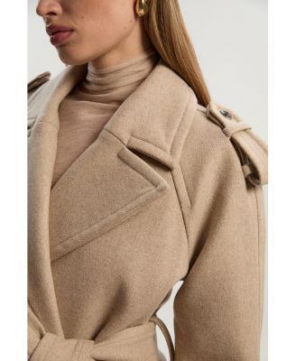 Women's Wool Tailored Belted Midi Coat