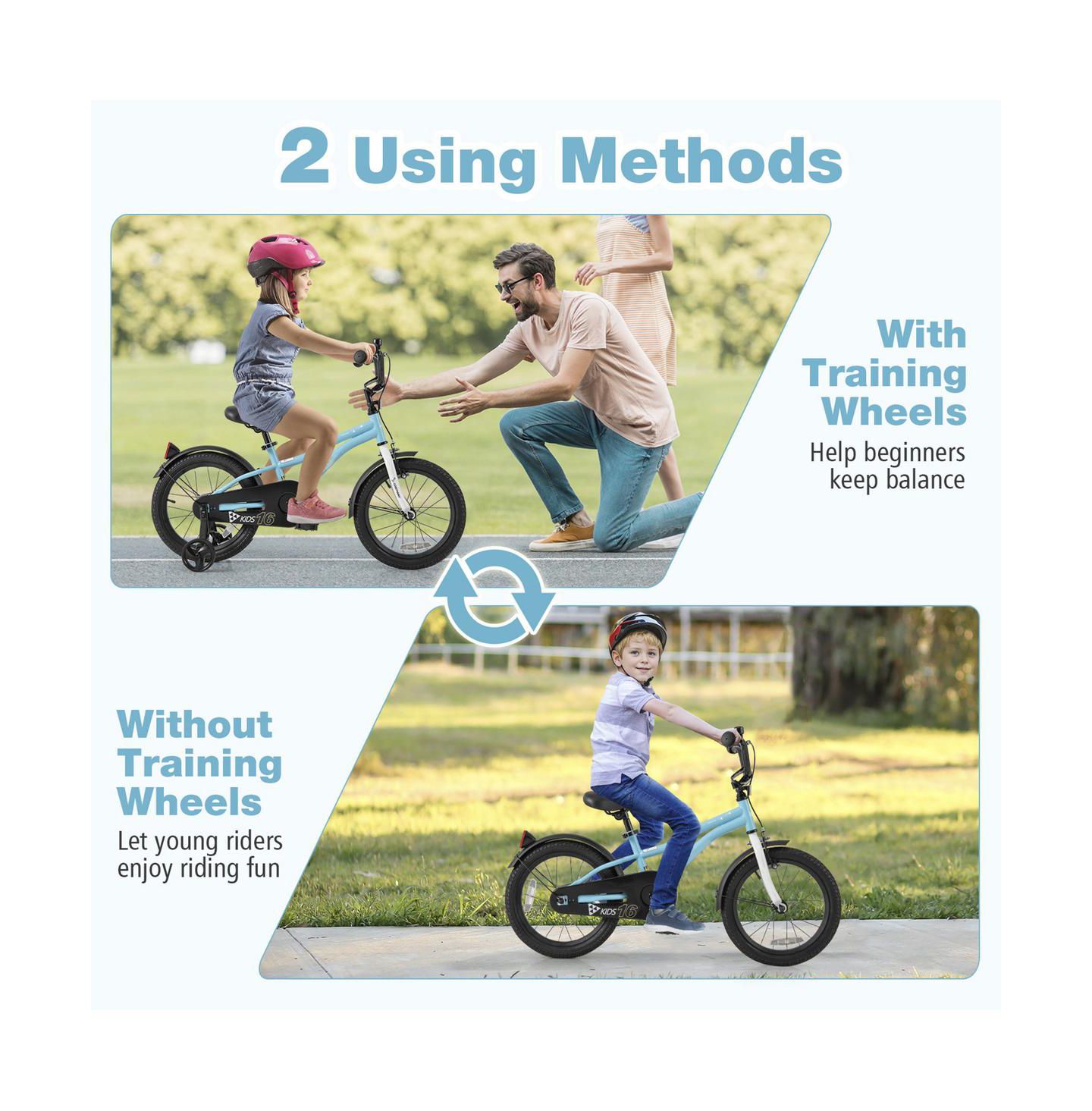 Детская игрушка SUGIFT 16-Inch Adjustable Kids Bike with Training Wheels, 4–7 лет, цвет: Синий — фото 5