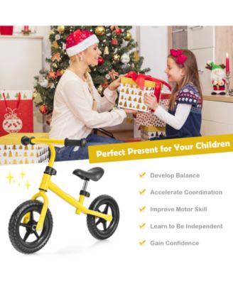 Kids No Pedal Balance Bike with Adjustable Handlebar and Seat