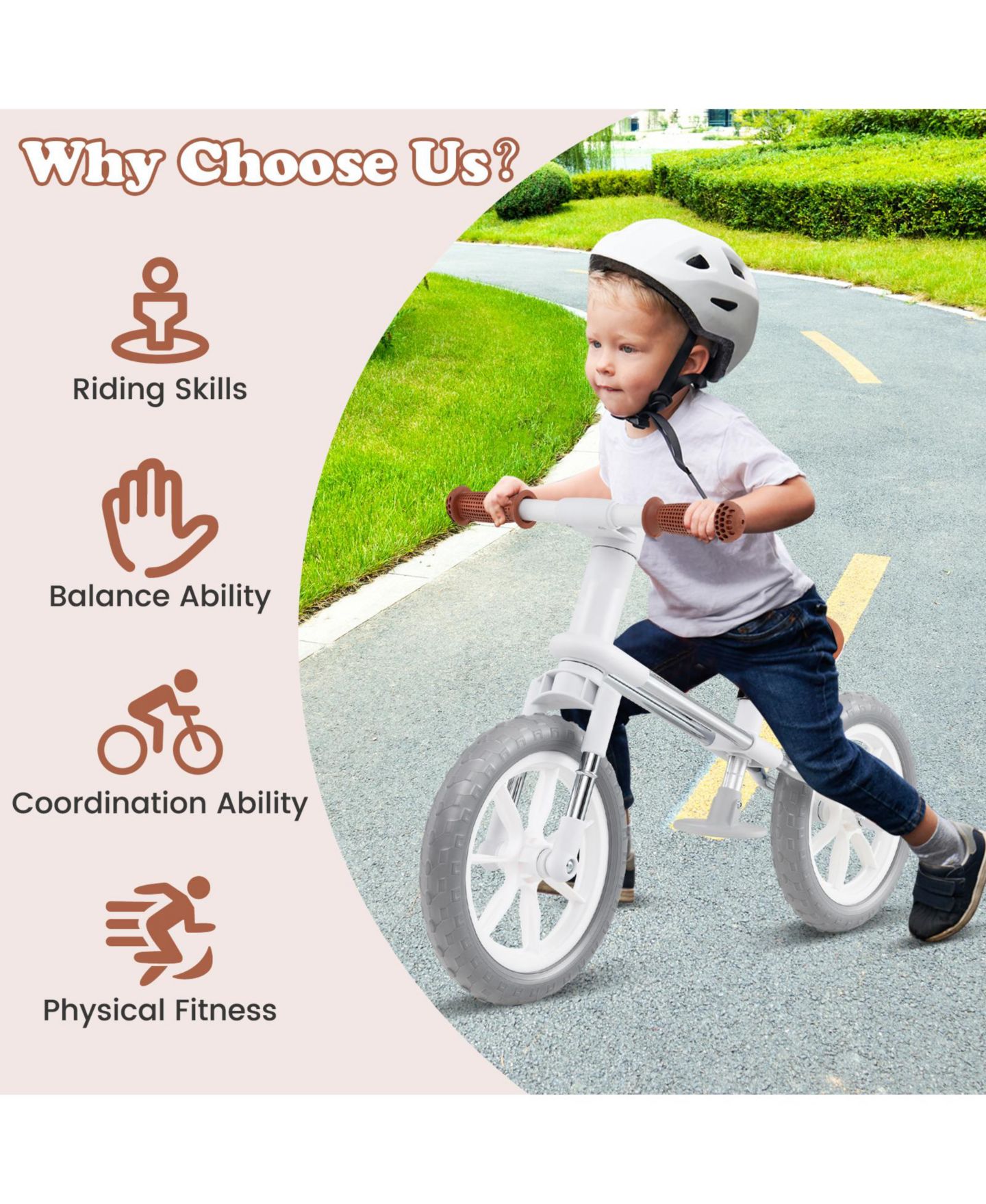 Детская игрушка SUGIFT 12 Inch No-Pedal Balance Bike with Adjustable Seat, Ages 2-5, цвет: Белый — фото 4