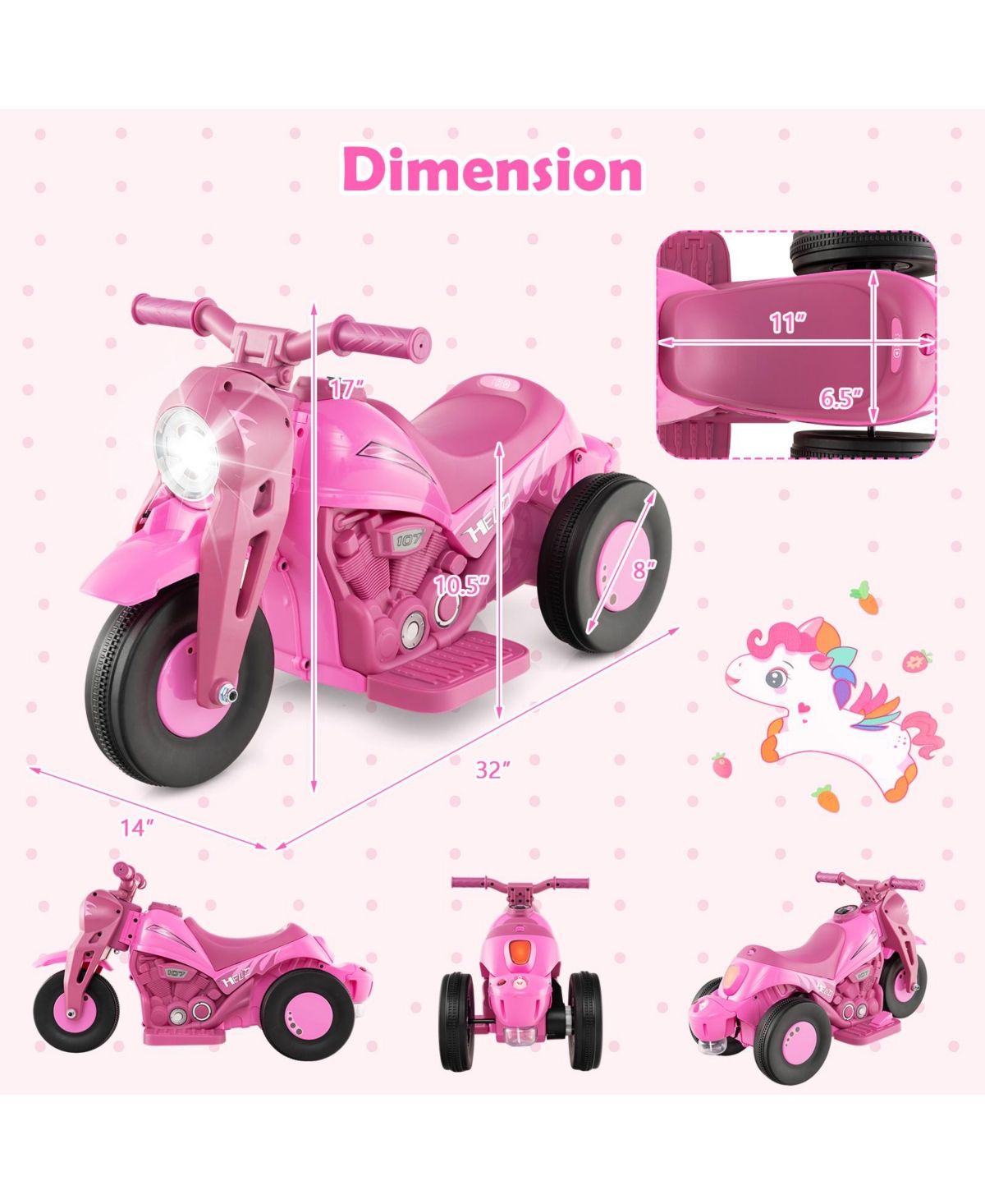 Sugift 6V Kids Electric Ride on Motorcycle with Bubble Maker and Music