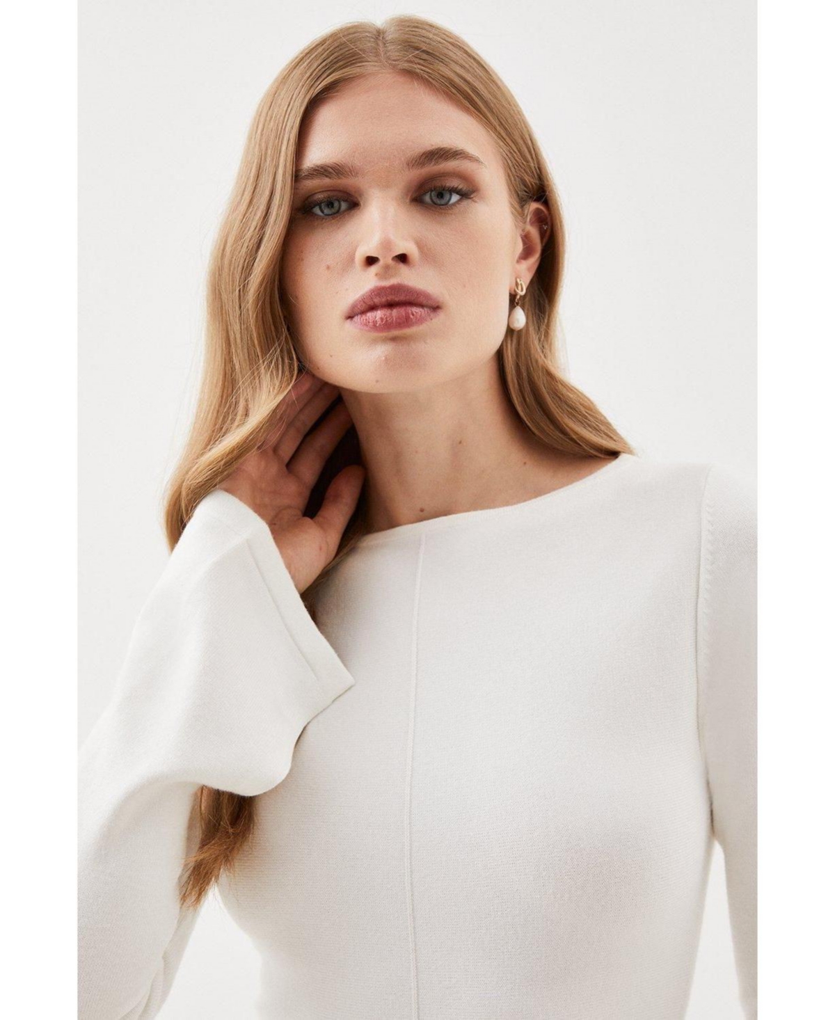 Karen Millen Women's Knit Wool Look Full Skirt Midi Dress