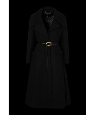 Women's Wool Shawl Collar Belted Midi Coat