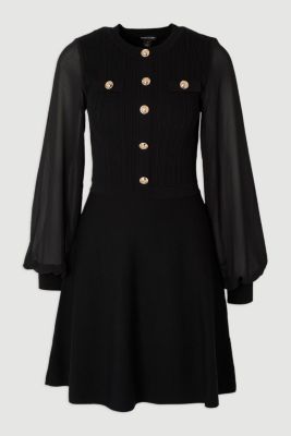 Women's Chiffon Sleeve Mini Knit Dress