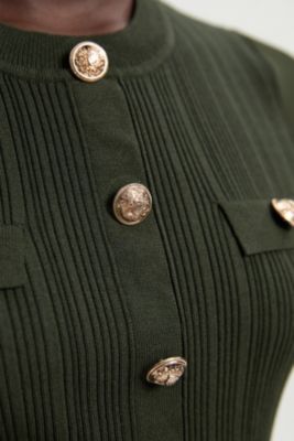 Women's Chiffon Sleeve Military Mini Knit Dress