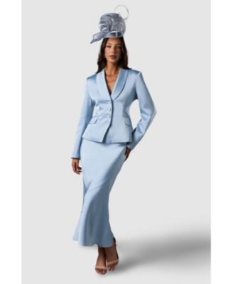 Women's Satin Lapel Waisted Blazer