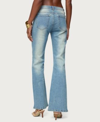 Women's Jenni Washed Low Rise Flared Jeans