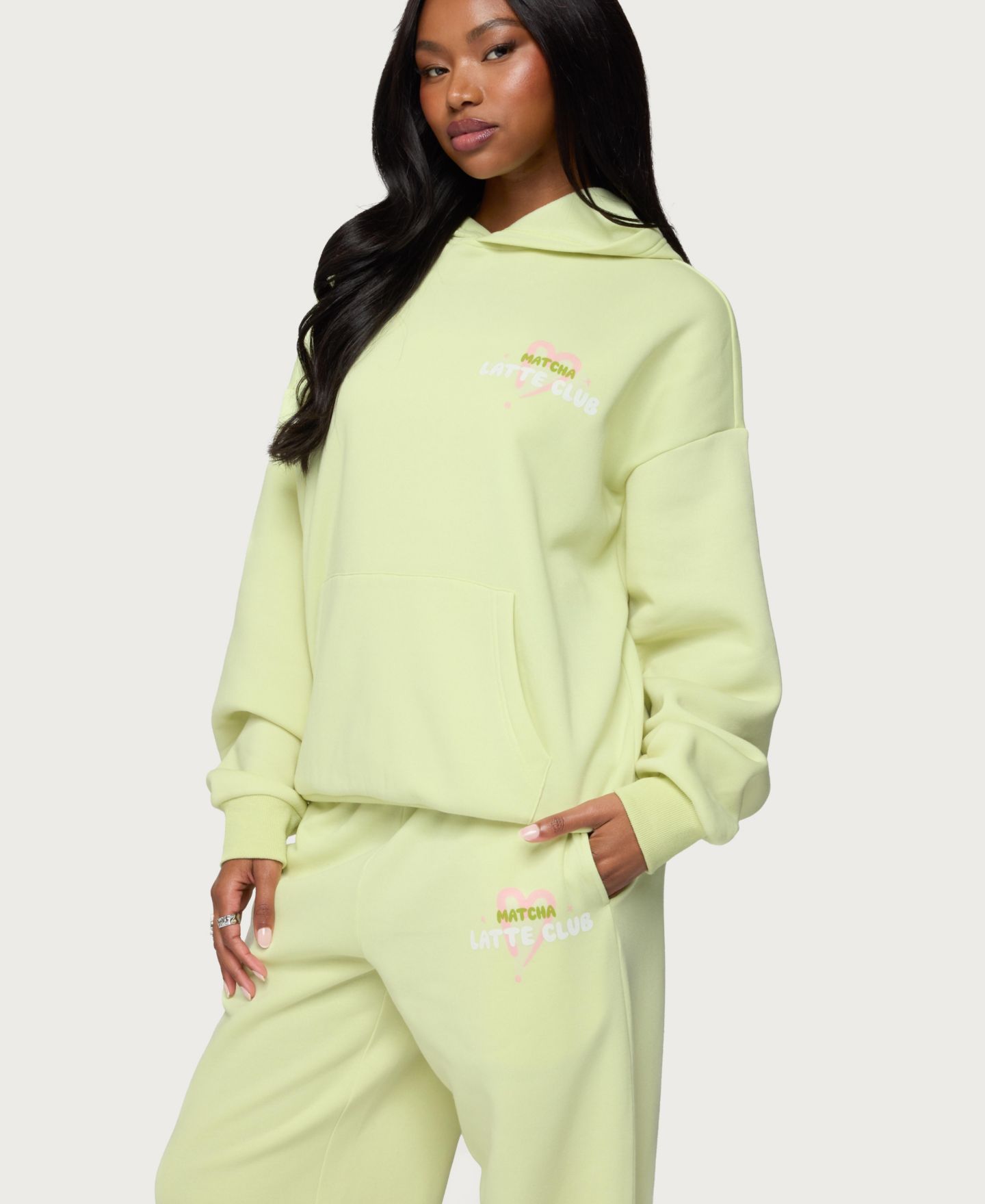 Женское худи Edikted Matcha Lover Oversized, цвет: Зелёный — фото 3