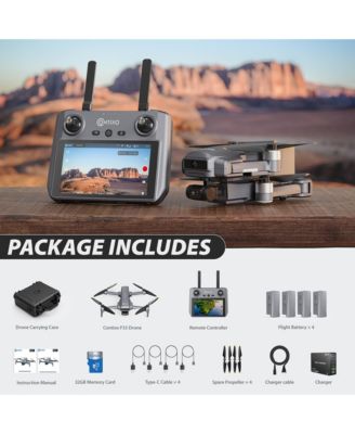 F33 Vortex 4K GPS Drone Travel Bundle – 4 Batteries, 2-Axis Gimbal, 6 km Range, Fast Charger & Carrying Case