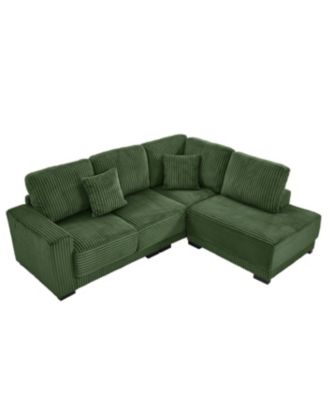 Streamdale 93" L-Shaped Corduroy Sectional Sofa with Reversible Chaise (Green