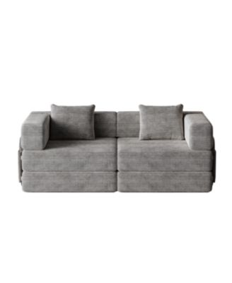 Streamdale Convertible corduroy sofa bed with side storage and cushions