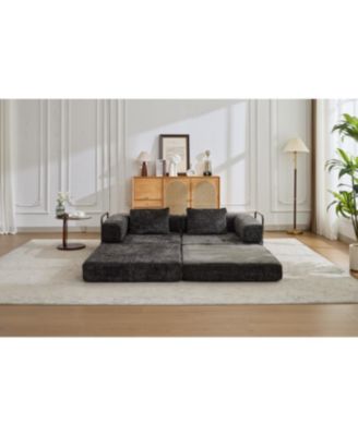 Streamdale Compression Sofa, Convertible Floor Sofa Bed, Loveseats Boneless Modular Sectional, Black