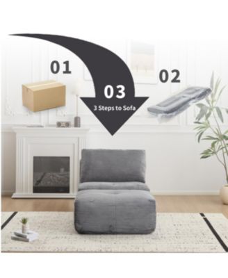 Modern Memory Foam Sofa, Single Chaise, Pet-Friendly Cloud Modular Sectional, Grey