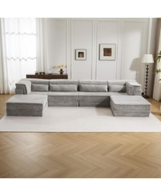 Compression Sofa, Convertible Floor Sofa Bed, Light-grey